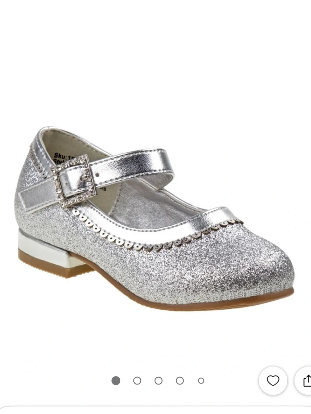 Josmo Silver Glitter Mary Jane Flats Adjustable Straps Kids Size 11